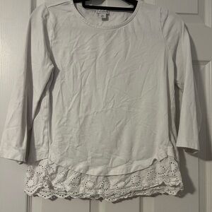 J. Crew White Blouse with Lace Detail